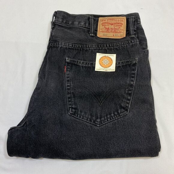 Levi's 550 Relaxed Fit Jeans Men's 40x32 Black Straight Retro Denim Vintage 2000 - Picture 12 of 16
